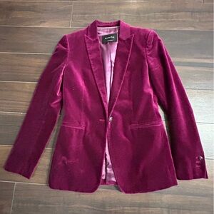 Massimo Dutti Velvet Blazer - Deep Red